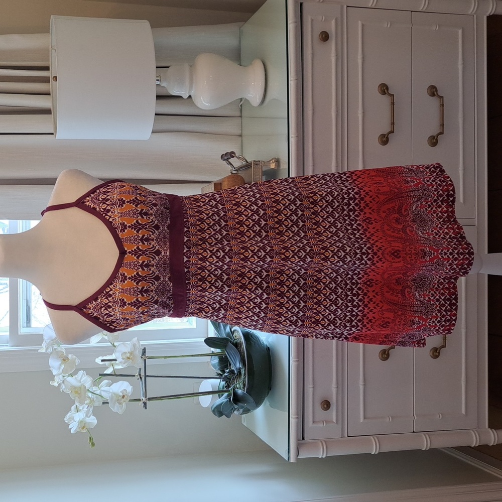 Athleta Womens Shorebreak Fiji Bombay Print Raceback Swim Dress Sz. M